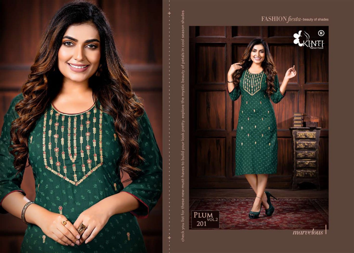 Kinti Plum 2 Rayon Designer Daily Wear Embroidery Kurti Collection